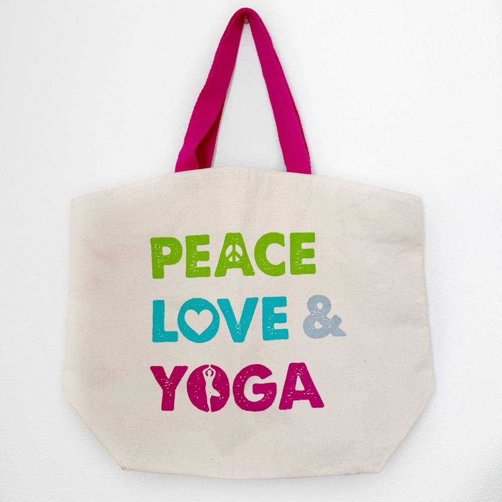 Peace Love & Yoga Large Tote Bag